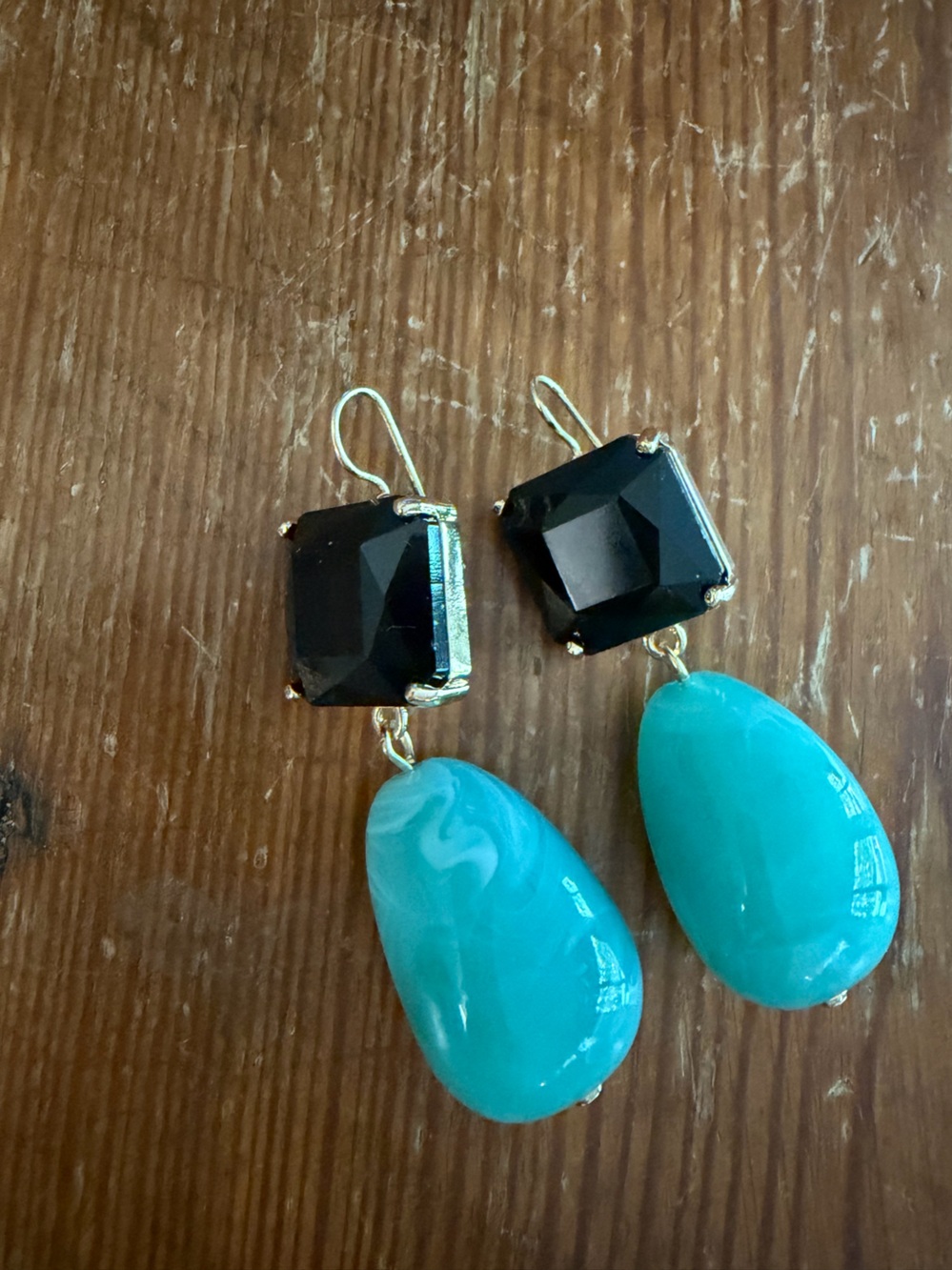 Elegant Black and Turquoise Drop Earrings - Women Jewelry
